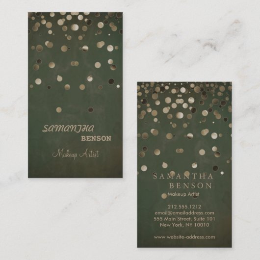 メイクアップアーティストファッショングローグリッタースパークル金ゴールド 名刺 (正面/裏面)