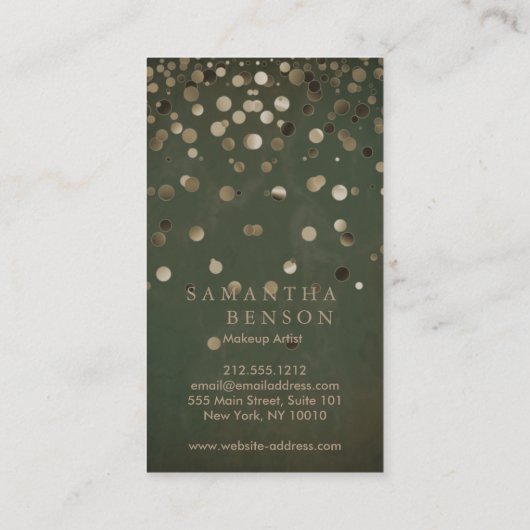 メイクアップアーティストファッショングローグリッタースパークル金ゴールド 名刺 (裏面)
