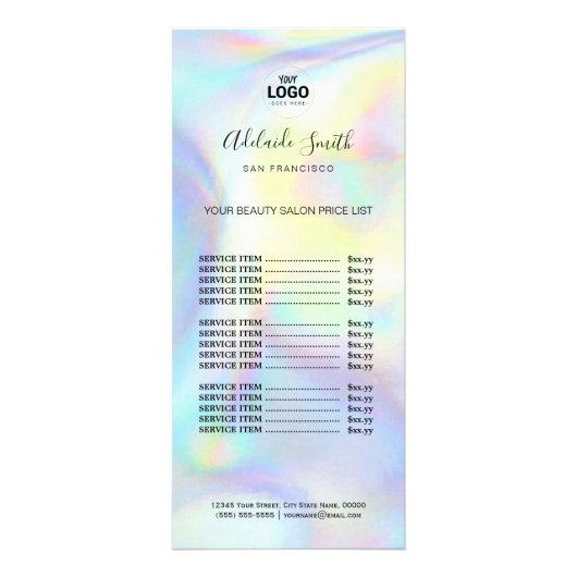 メイクアップアーティストフェイクホログラフィック効果価格表 ラックカード (正面)