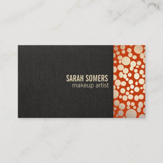 メイクアップアーティストフェイク金ゴールドリーフリネン見たオレンジ 名刺 (正面)