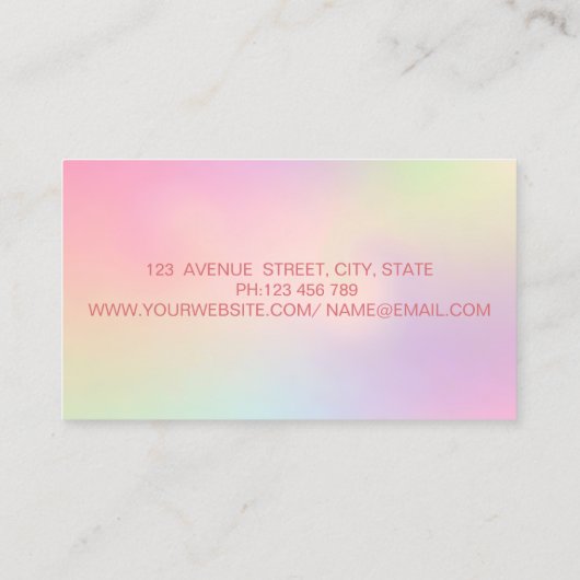 メイクアップアーティストフェイク、ホログラフィックを点滅 名刺 (裏面)