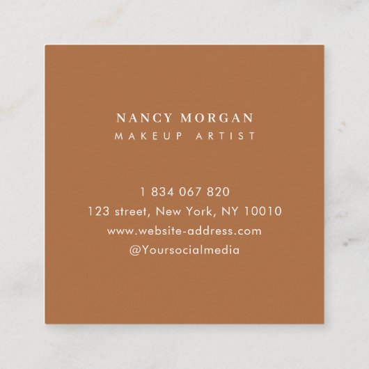 メイクアップアーティストフォトコラージテラコッタ スクエア名刺 (裏面)