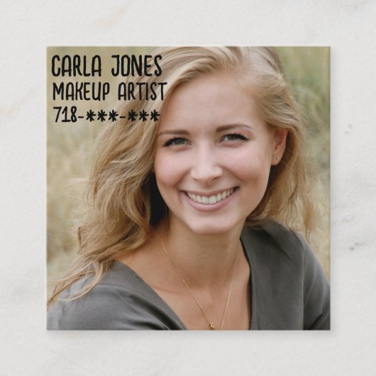 メイクアップアーティストフォトスクエアビジネスカード スクエア名刺 (正面)