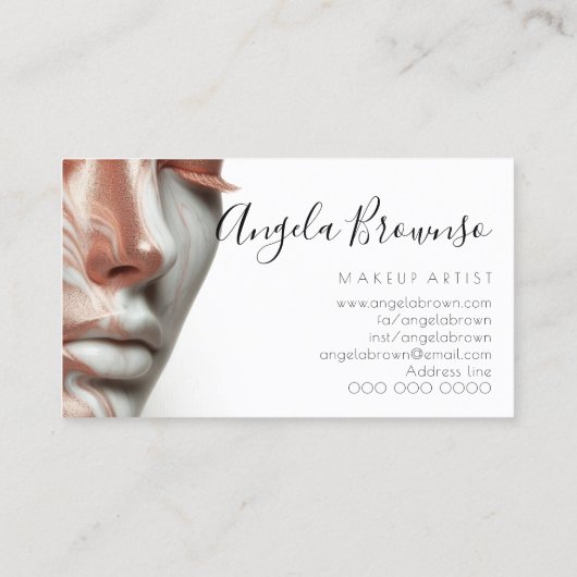 メイクアップアーティストフォトマーブルの口元に舌打ちされた唇 名刺 (裏面)