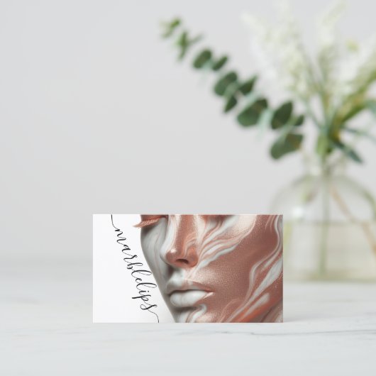 メイクアップアーティストフォトマーブルの口元に舌打ちされた唇 名刺 (スタンド正面)