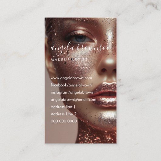 メイクアップアーティストフォトリップ口紅の光沢 名刺 (裏面)