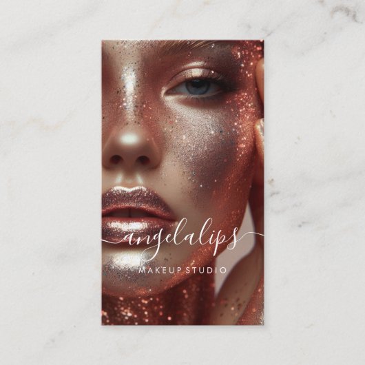 メイクアップアーティストフォトリップ口紅の光沢 名刺 (正面)