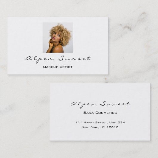 メイクアップアーティストフォト白黒ミニマリズム 名刺 (正面/裏面)