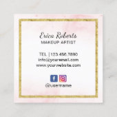 メイクアップアーティストフラワーフレーム金ゴールド唇美しいサロン スクエア名刺 (裏面)