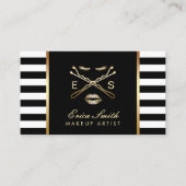 メイクアップアーティストフリーランスのスタイリンモダングストライプ 名刺 (正面)
