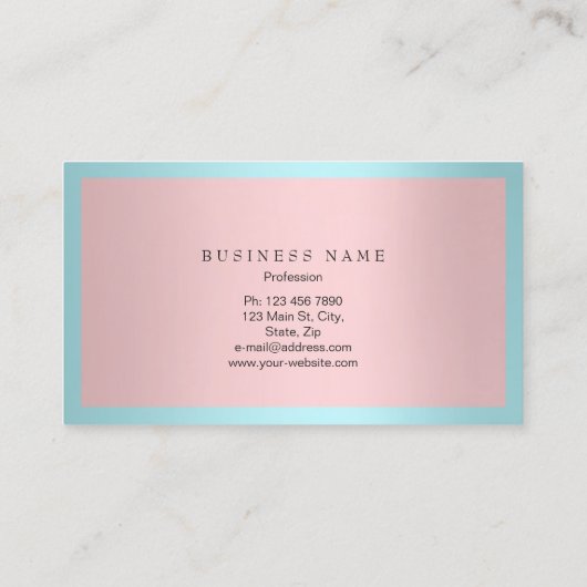 メイクアップアーティストフレームグリッターアイアクアティファニーピンク 名刺 (裏面)