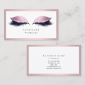 メイクアップアーティストフレームグリッターアイラッシュピンク 名刺 (正面/裏面)