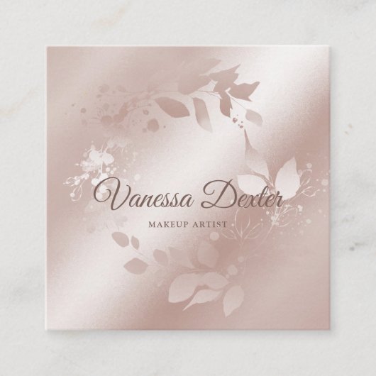 メイクアップアーティストフローララッシュイベントプランナーバラ金ゴールド スクエア名刺 (正面)