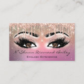 メイクアップアーティストブラウンアイラッシュバラ金ゴールドグラデーションドリップ 名刺 (正面)