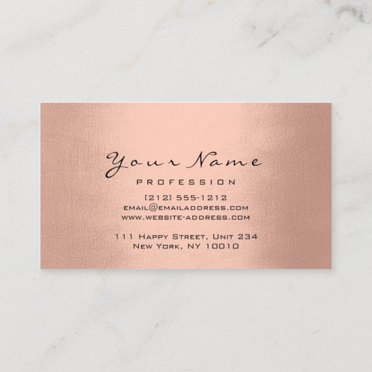 メイクアップアーティストブラウンラッシュグリッターワックスバラ金ゴールド 名刺 (裏面)