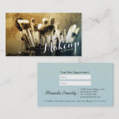 メイクアップアーティストブラシセット金ゴールド紙吹雪アポイントメント 予約カード (正面/裏面)