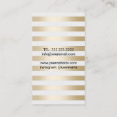 メイクアップアーティストブラシ&バラモダン金ゴールドストライプ 名刺 (裏面)