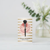 メイクアップアーティストブラシ&バラモダン金ゴールドストライプ 名刺 (スタンド正面)