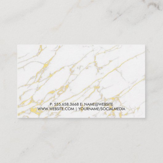 メイクアップアーティストブラシ |金ゴールドスタイリッシュ大理石 ロイヤリティカード (裏面)