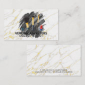 メイクアップアーティストブラシ |金ゴールドスタイリッシュ大理石 ロイヤリティカード (正面/裏面)