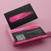 メイクアップアーティストブラックとホットピンクの見本 名刺