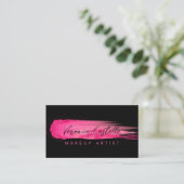 メイクアップアーティストブラックとホットピンクの見本 名刺 (スタンド正面)