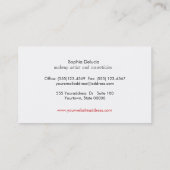 メイクアップアーティストブラックリネンと赤アリゲータースキン 名刺 (裏面)