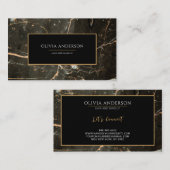 メイクアップアーティストブラック金ゴールドグリッター大理石瑪瑙 名刺 (正面/裏面)