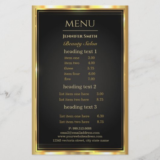 メイクアップアーティストブラック金ゴールドフライヤー チラシ (正面)