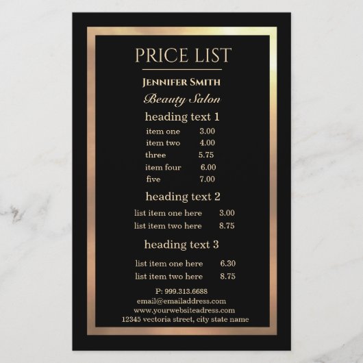 メイクアップアーティストブラック金ゴールドフレームフライヤー チラシ (正面)