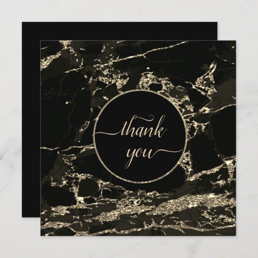 メイクアップアーティストブラック金ゴールドマーブル 招待状 (正面/裏面)