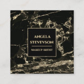 メイクアップアーティストブラック金ゴールド大理石名刺 スクエア名刺 (正面)