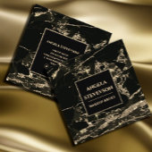 メイクアップアーティストブラック金ゴールド大理石名刺 スクエア名刺