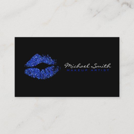 メイクアップアーティストブルースタイリッシュグリッターリップ 名刺 (正面)
