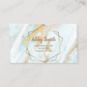 メイクアップアーティストブルー金ゴールド大理石幾何学的テラリウム 名刺 (裏面)