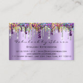 メイクアップアーティストブロウまつ毛ドリップパープルホログラフ 名刺 (裏面)