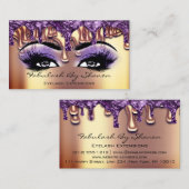 メイクアップアーティストブロウアイラッシュ金ゴールドドリップパープル 名刺 (正面/裏面)
