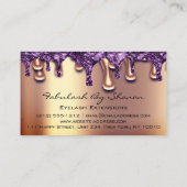 メイクアップアーティストブロウアイラッシュ金ゴールドドリップパープル 名刺 (裏面)