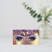 メイクアップアーティストブロウアイラッシュ金ゴールドドリップパープル 名刺 (スタンド正面)