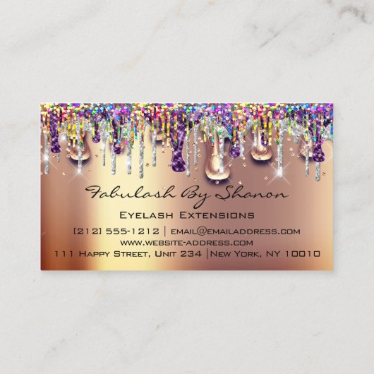 メイクアップアーティストブロウアイラッシュ金ゴールドドリップ紙吹雪 名刺 (裏面)