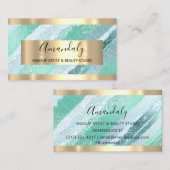 メイクアップアーティストブロガーのインフルエンサーMint Green Stroke 名刺 (正面/裏面)