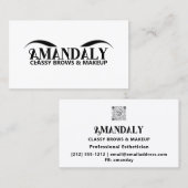 メイクアップアーティストブローズQRロゴ白黒 名刺 (正面/裏面)