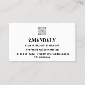 メイクアップアーティストブローズQRロゴ白黒 名刺 (裏面)