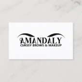 メイクアップアーティストブローズQRロゴ白黒 名刺 (正面)