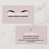 メイクアップアーティストブローズQRロゴMicrobladeバラ 名刺 (正面/裏面)