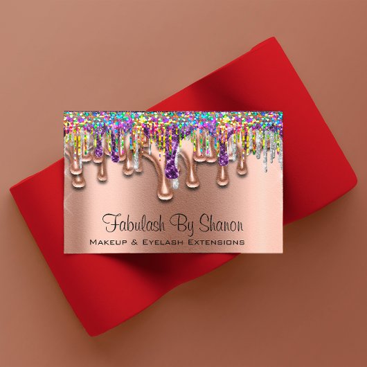 メイクアップアーティストブローパープルホログラフ 名刺