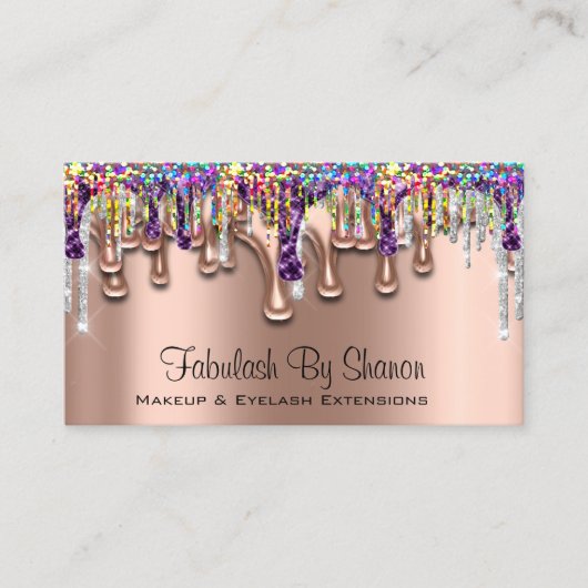 メイクアップアーティストブローパープルホログラフ 名刺 (正面)