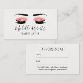 メイクアップアーティストブロー&ラッシュ美しいサロンアポイントメント 予約カード (正面/裏面)