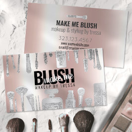 メイクアップアーティストプラチナグリッター+メタリックピンク 名刺
