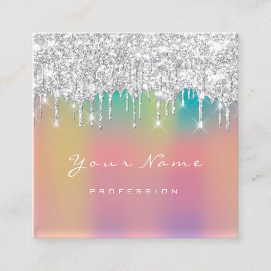 メイクアップアーティストプロフェッショナルまつげドリップグラデーション スクエア名刺 (正面)